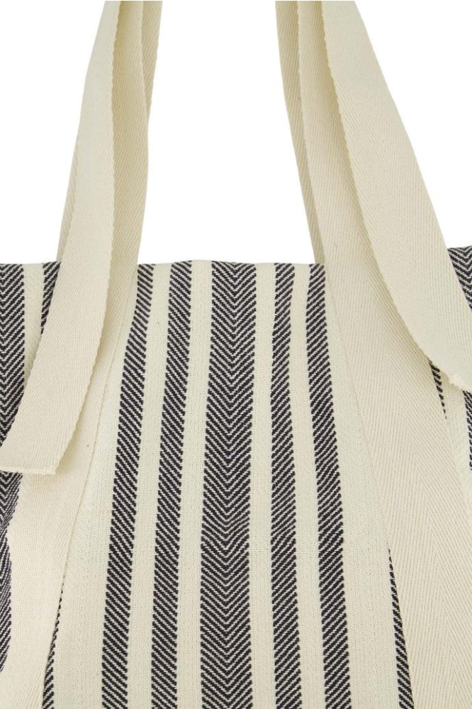 TAS MET STRIK HENGSEL GESTREEPT 0204 036 7069 WIT/DONKERBLAUW